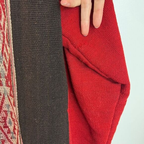 Vintage 70s Handmade Argyle Print Red Wood Button Owls Jacket Coat Size Small - Picture 6 of 16